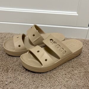 CROCS LIGHT Beige Slide Sandals- see description
